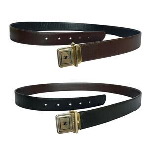 Pierre Cardin Vintage Swivel Buckle Reversible Leather Black Brown Belt Size 34